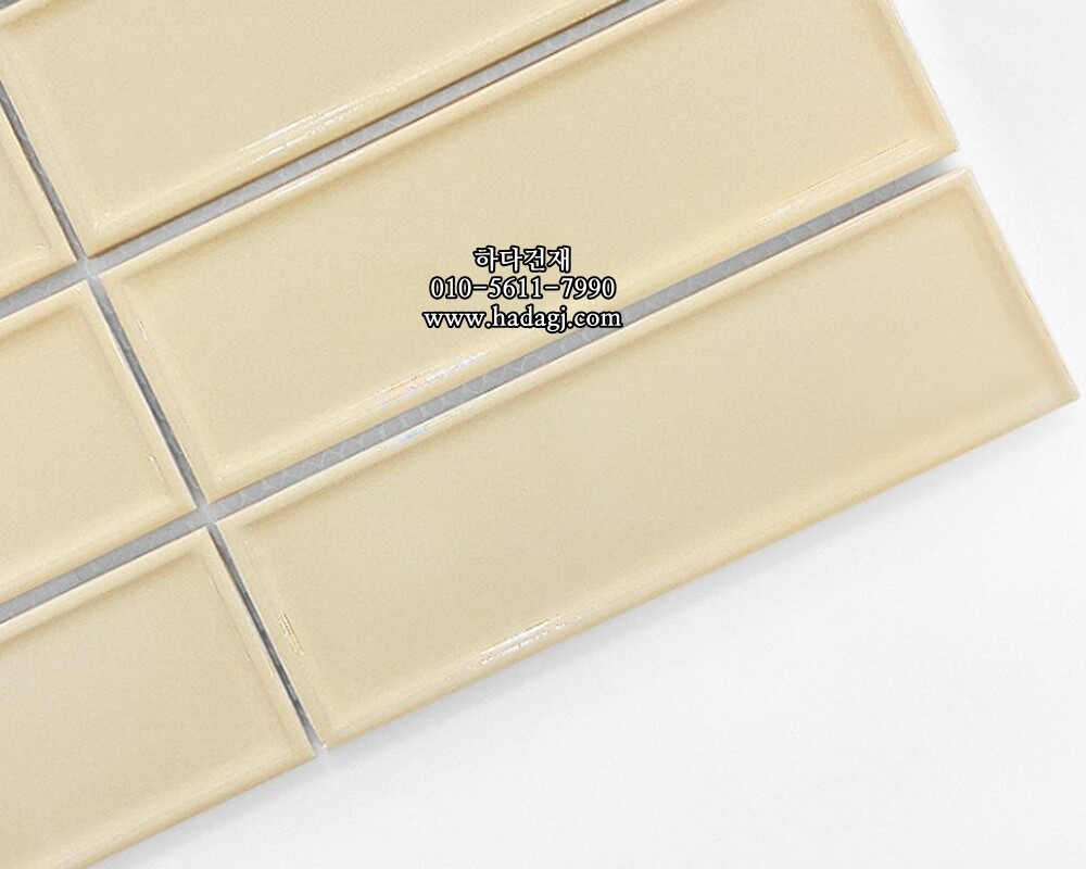 직사각 모자이크타일 45x145x7T 아이보리 유광 자기질타일 BO145 / 하다건재