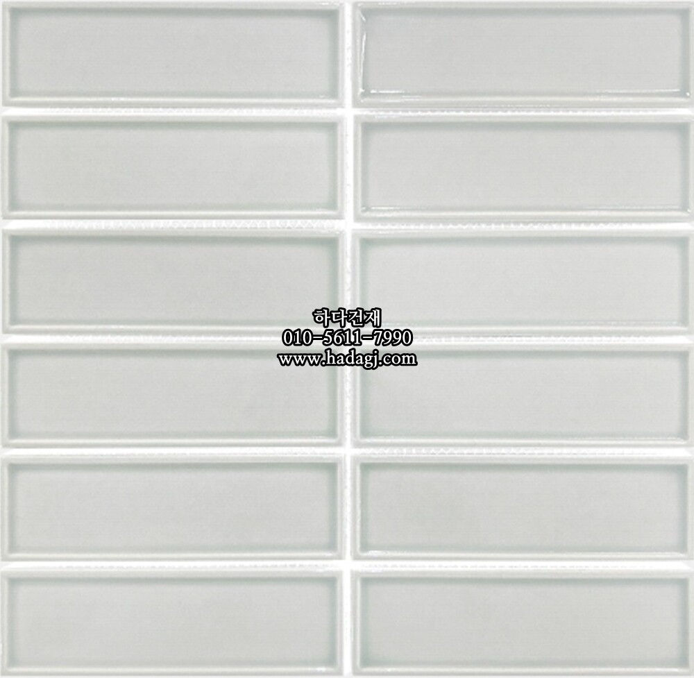직사각 모자이크타일 45x145x7T 애쉬그레이 유광 자기질타일 BO145 / 하다건재