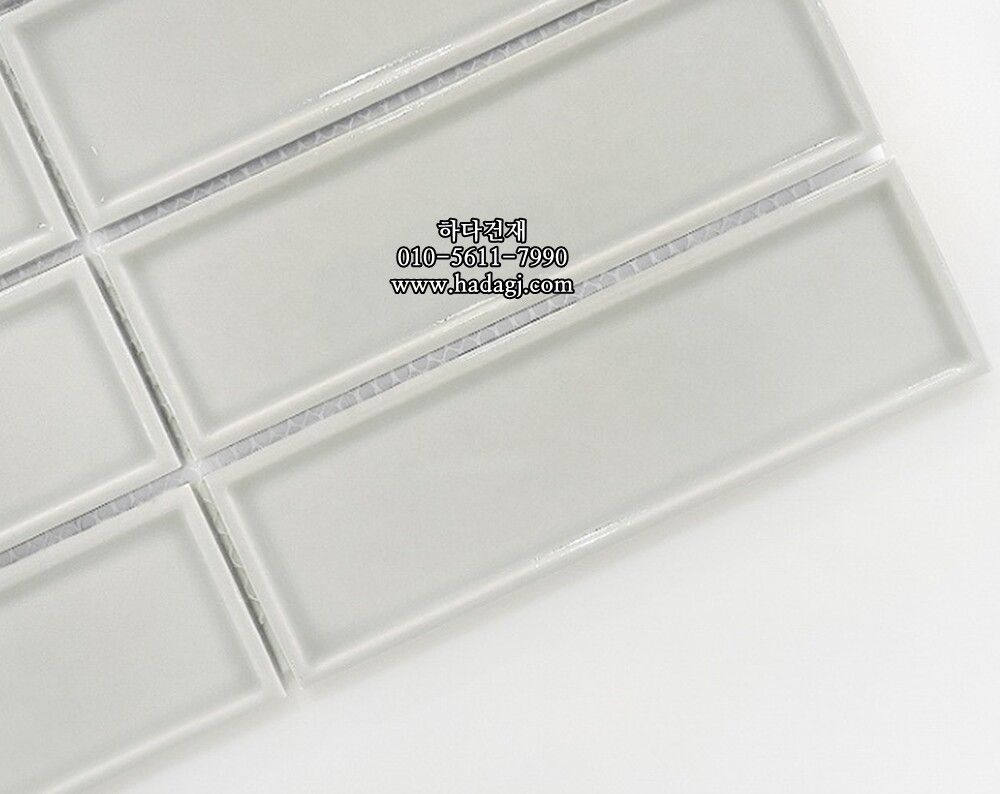직사각 모자이크타일 45x145x7T 애쉬그레이 유광 자기질타일 BO145 / 하다건재