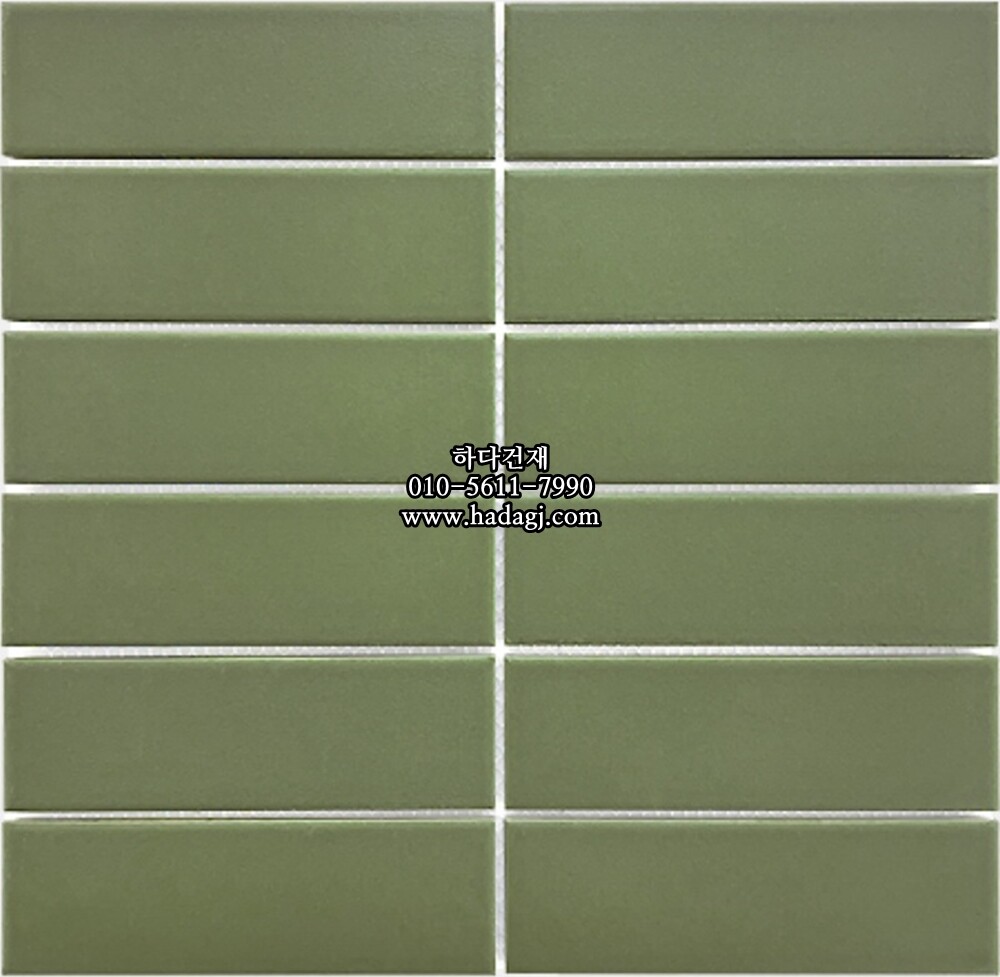 직사각 모자이크타일 45x145x7T 멜론그린 무광 자기질타일 / 하다건재