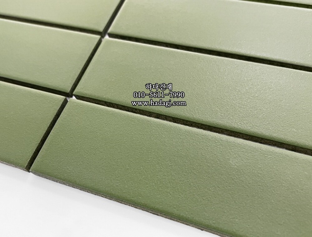 직사각 모자이크타일 45x145x7T 멜론그린 무광 자기질타일 / 하다건재