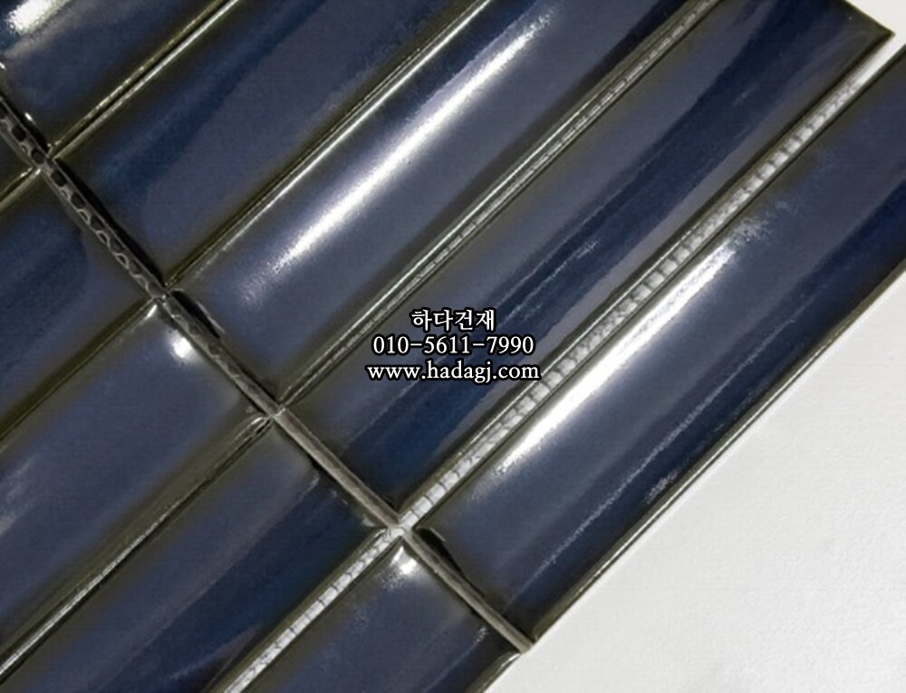 직사각 모자이크타일 32x145x8T 딥씨 블루 유광 자기질타일 DEEPSEA / 하다건재