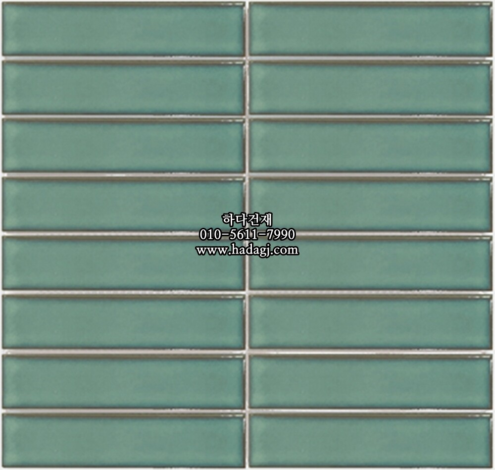 직사각 모자이크타일 32x145x7T 오팔 그린 유광 자기질타일 / 하다건재