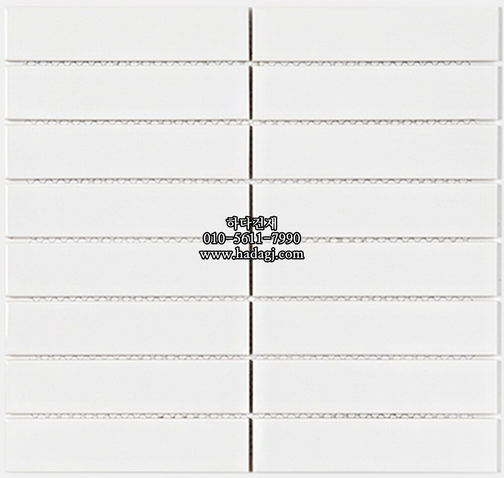 직사각 모자이크타일 32x145x7T 화이트 유광 자기질타일 / 하다건재