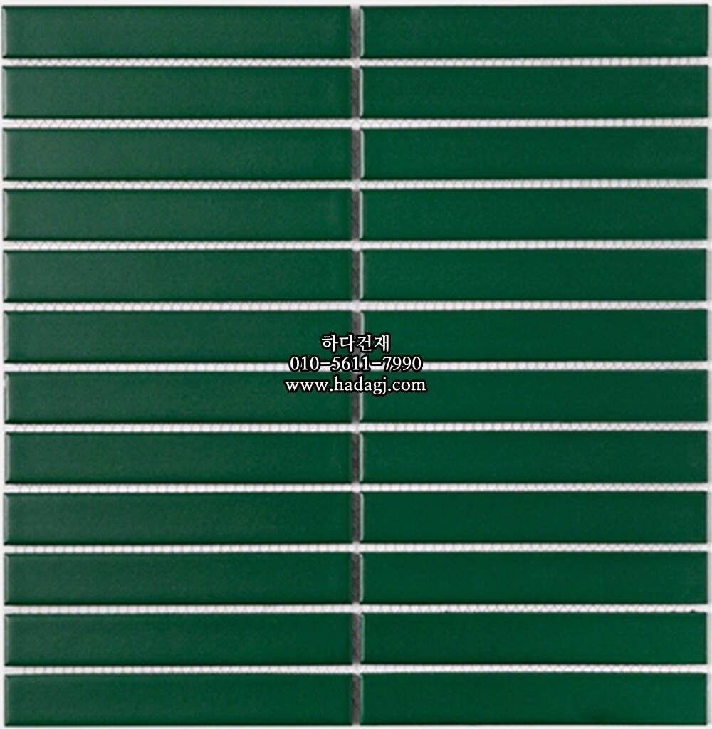 직사각 모자이크타일 22x145x7T 그린 무광 자기질타일 / 하다건재