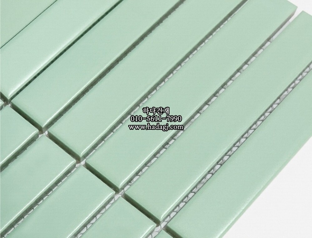 직사각 모자이크타일 22x145x7T 민트 무광 자기질타일 / 하다건재