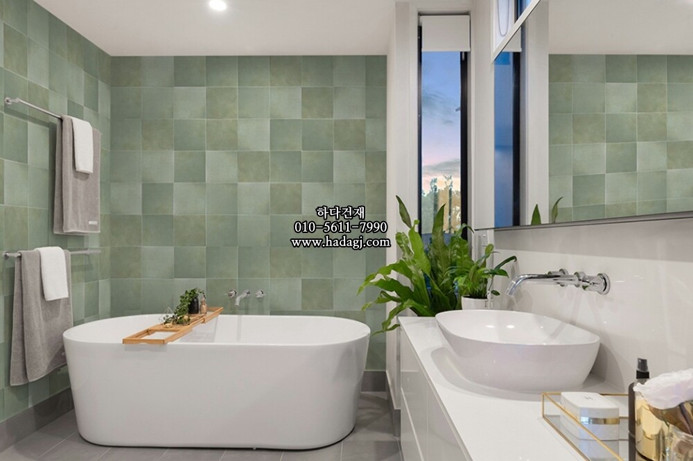 자기질타일 200x200x9T 올리브그린 무광 정사각 / 하다건재