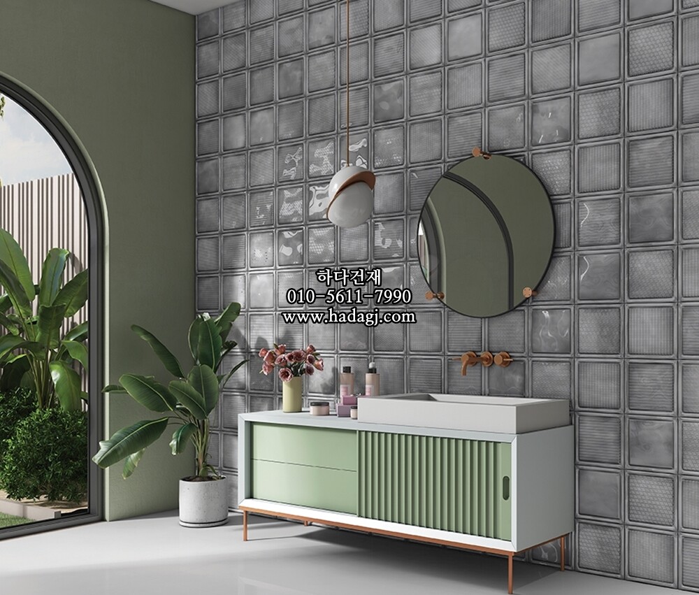 인도타일 200x200x8T 그레이 도기질 세라믹타일 iceage / 하다건재