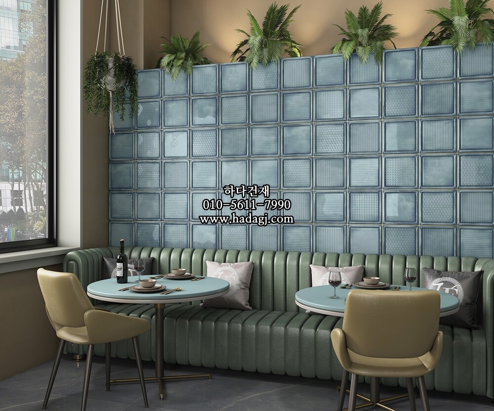 인도타일 200x200x8T 아쿠아블루 데코 도기질 세라믹타일 iceage / 하다건재