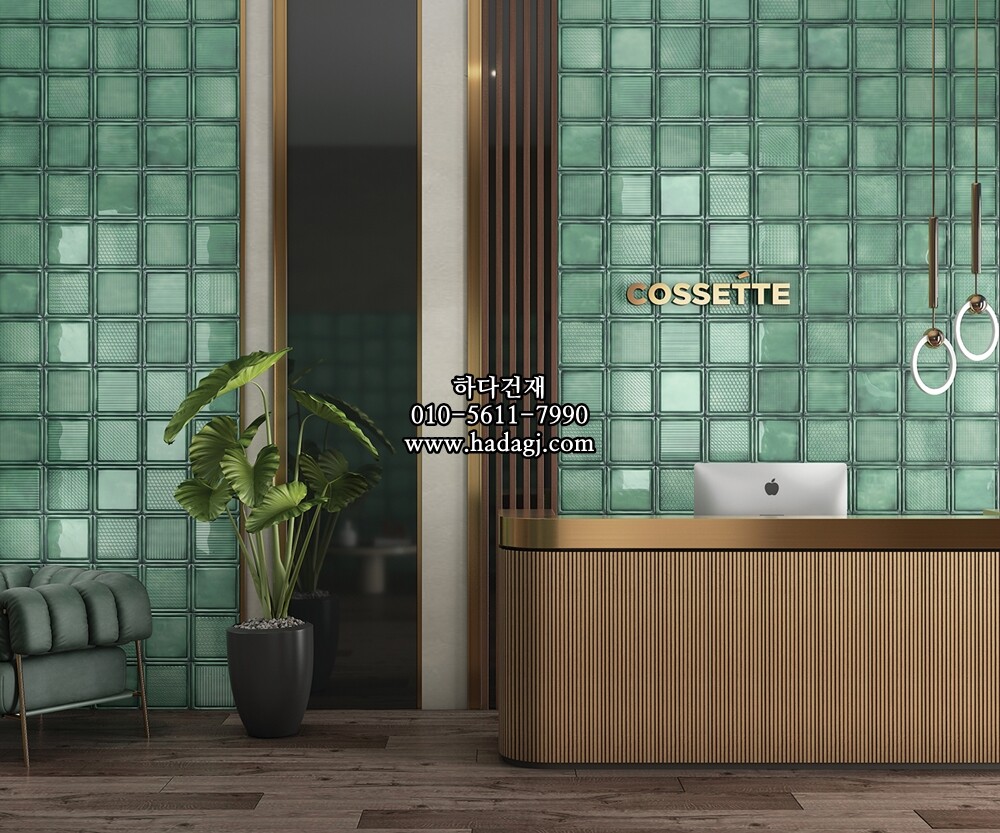 인도타일 200x200x8T 그린 도기질 세라믹타일 iceage / 하다건재