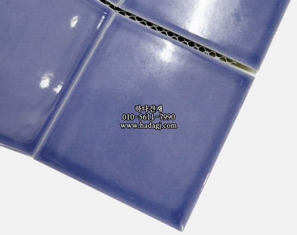 정사각 모자이크타일 97x97x6T 산토리니블루 유광 자기질타일 / 하다건재