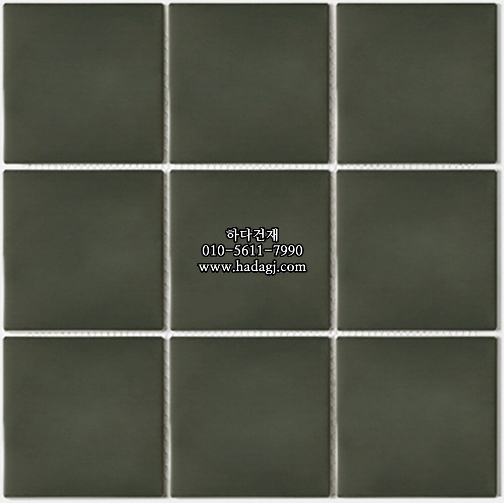정사각 모자이크타일 97x97x6T 정글 그린 무광 자기질타일 / 하다건재