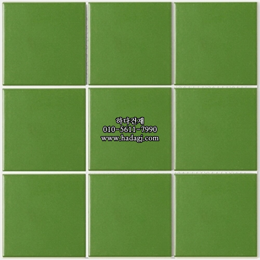 정사각 모자이크타일 97x97x6T 라임 그린 무광 자기질타일 / 하다건재