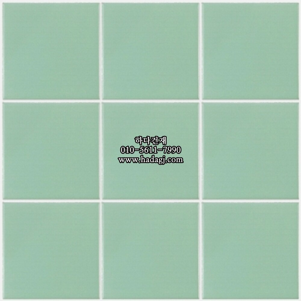 정사각 모자이크타일 97x97x6T 배민 그린 무광 자기질타일 / 하다건재