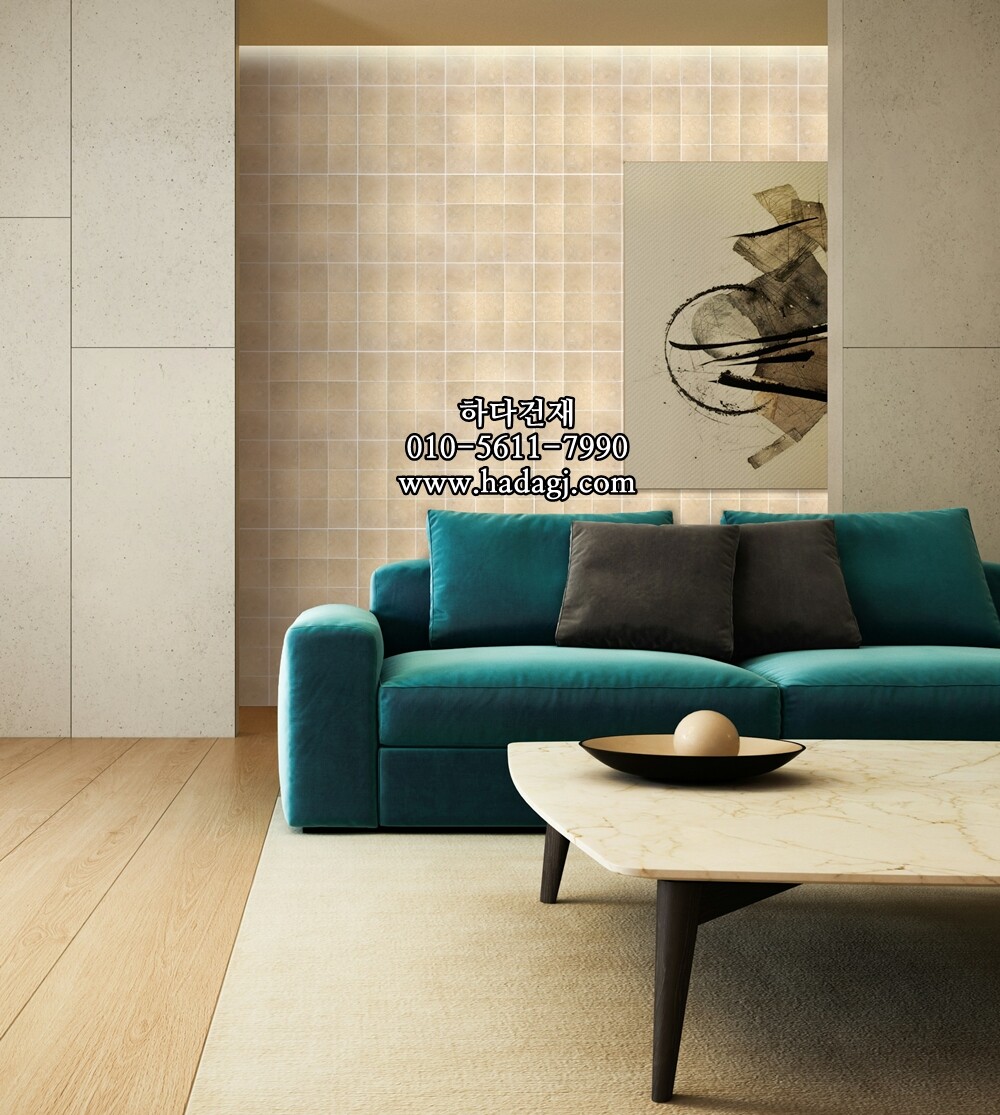 패턴 정사각 모자이크타일 97x97x6T 문아이보리 무광 자기질타일 MOON IVORY / 하다건재