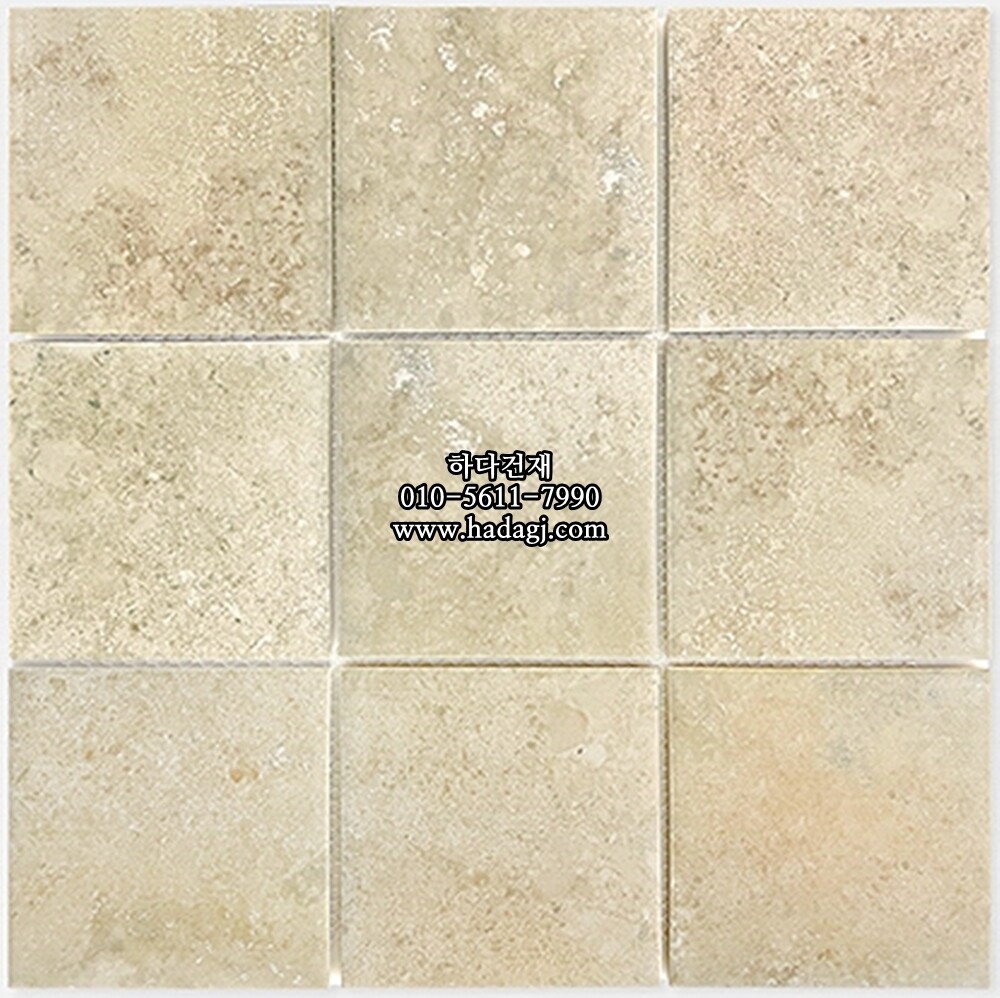 패턴 정사각 모자이크타일 97x97x6T 문베이지 무광 자기질타일 MOON BEIGE / 하다건재