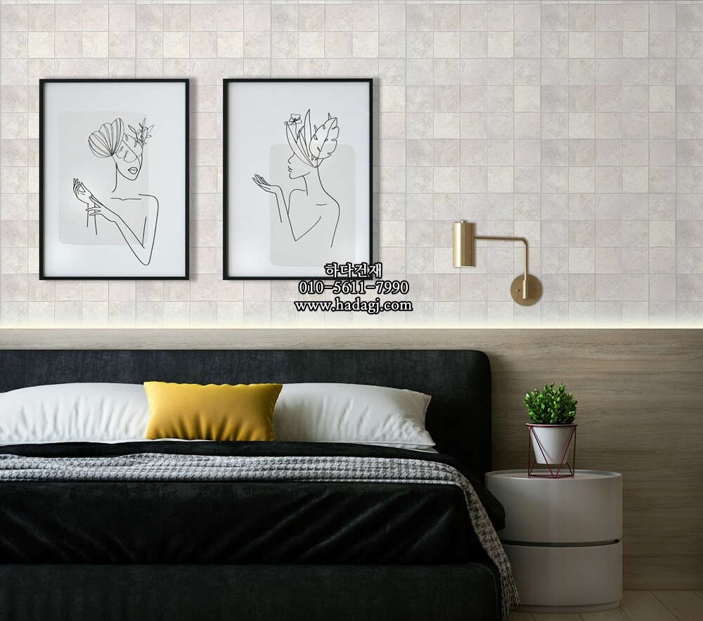 패턴 정사각 모자이크타일 97x97x6T 문 비앙코 무광 자기질타일 MOON BIANCO / 하다건재