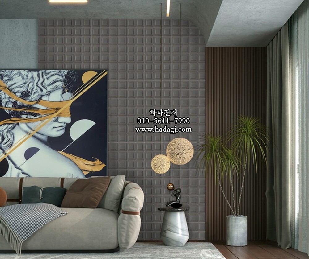 입체 정사각 모자이크타일 97x97x7T 나이트 다크그레이 무광 자기질타일 NIGHT / 하다건재