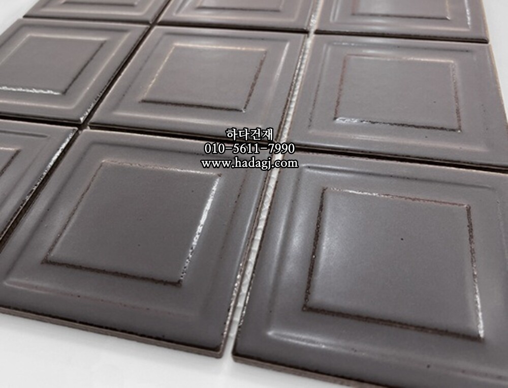 입체 정사각 모자이크타일 97x97x7T 나이트 다크그레이 무광 자기질타일 NIGHT / 하다건재