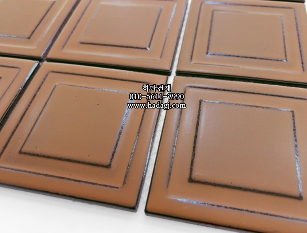 입체 정사각 모자이크타일 97x97x7T 디저트 브라운 무광 자기질타일 DESERT / 하다건재