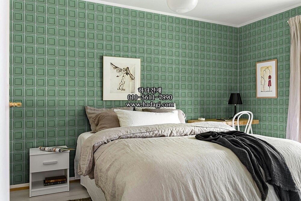 입체 정사각 모자이크타일 97x97x7T 가든 그린 무광 자기질타일 GARDEN / 하다건재