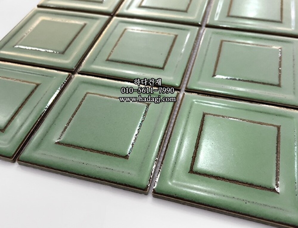 입체 정사각 모자이크타일 97x97x7T 가든 그린 무광 자기질타일 GARDEN / 하다건재