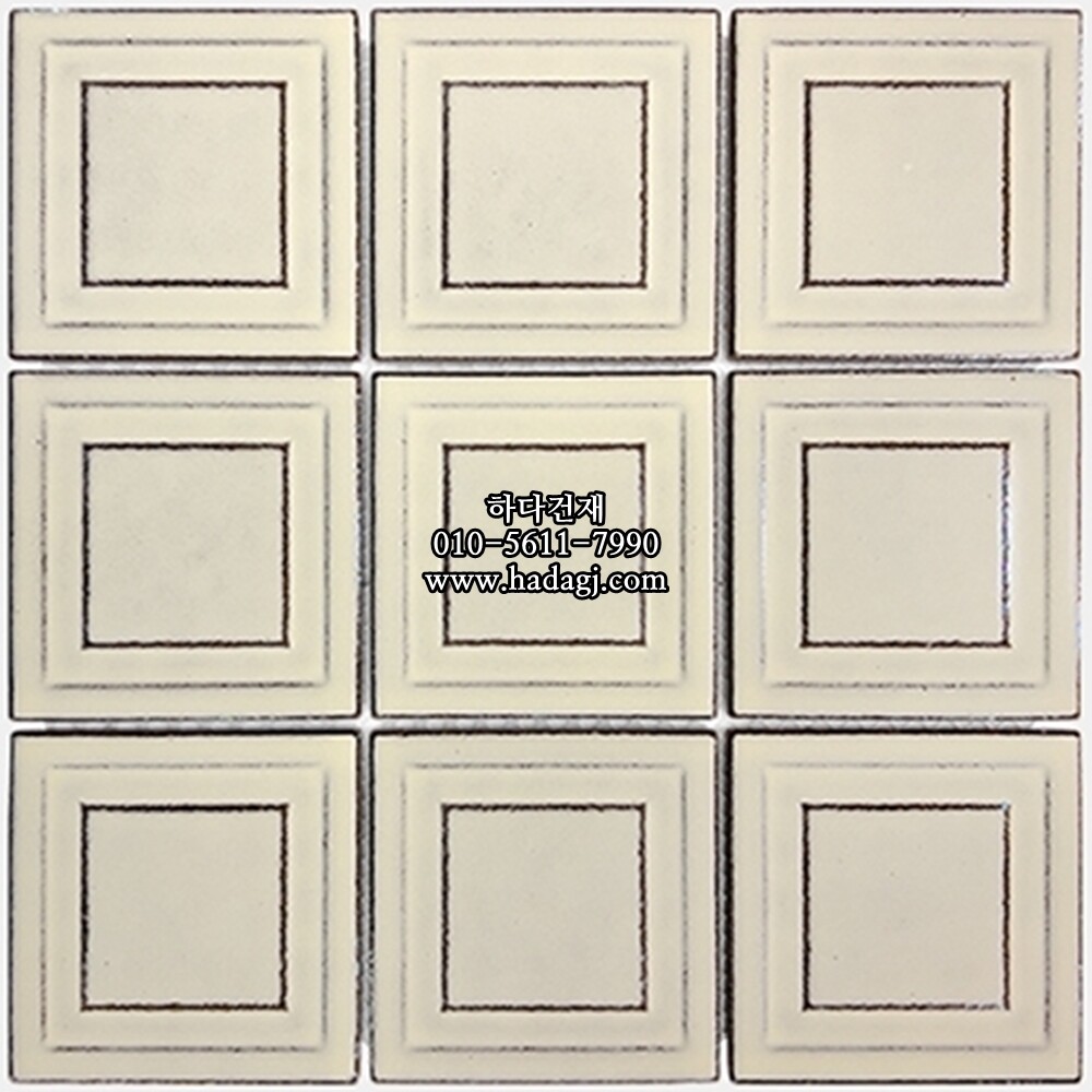 입체 정사각 모자이크타일 97x97x7T 미스트 아이보리 무광 자기질타일 MIST / 하다건재