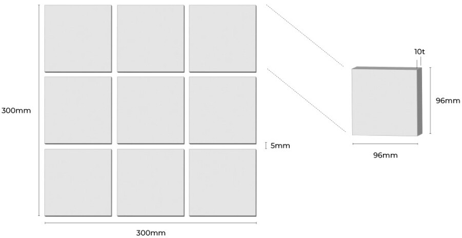 정사각 모자이크타일 96x96x10T 하츠 번트레드 유광 자기질타일 HATSU / 하다건재
