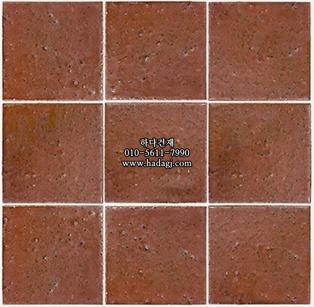 정사각 모자이크타일 96x96x10T 하츠 번트레드 유광 자기질타일 HATSU / 하다건재