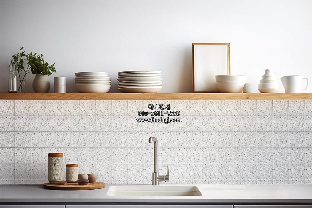 정사각 모자이크타일 96x96x10T 하츠 화이트 유광 자기질타일 HATSU / 하다건재