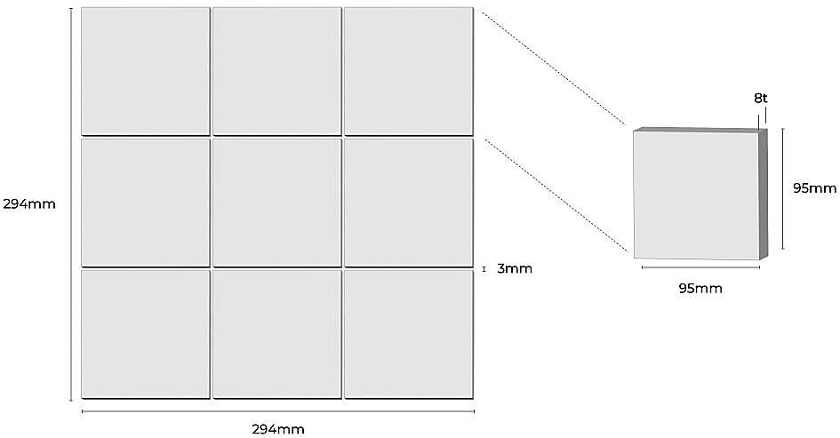 정사각 모자이크타일 95x95x8T 라즈베리 무광 자기질타일 / 하다건재