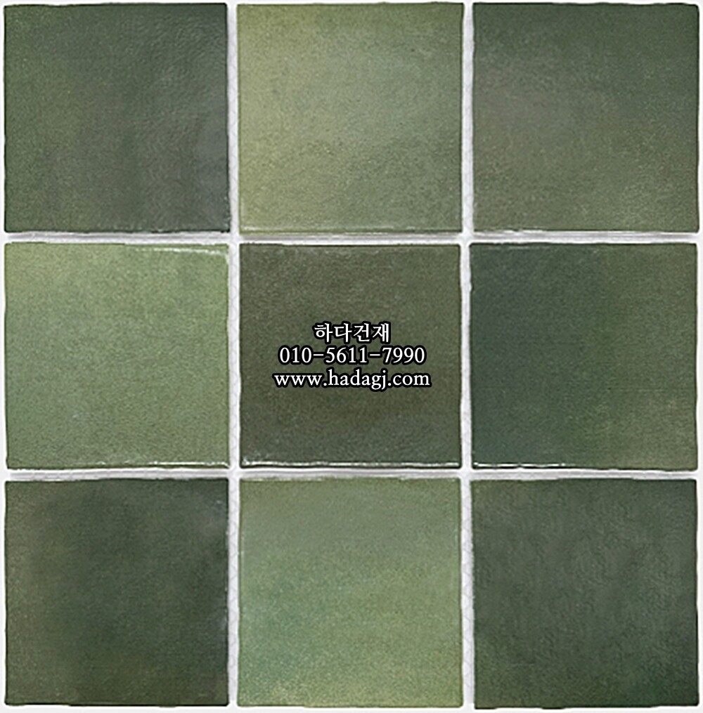정사각 모자이크타일 95x95x8T 젤라또 말차 유광 자기질타일 / 하다건재