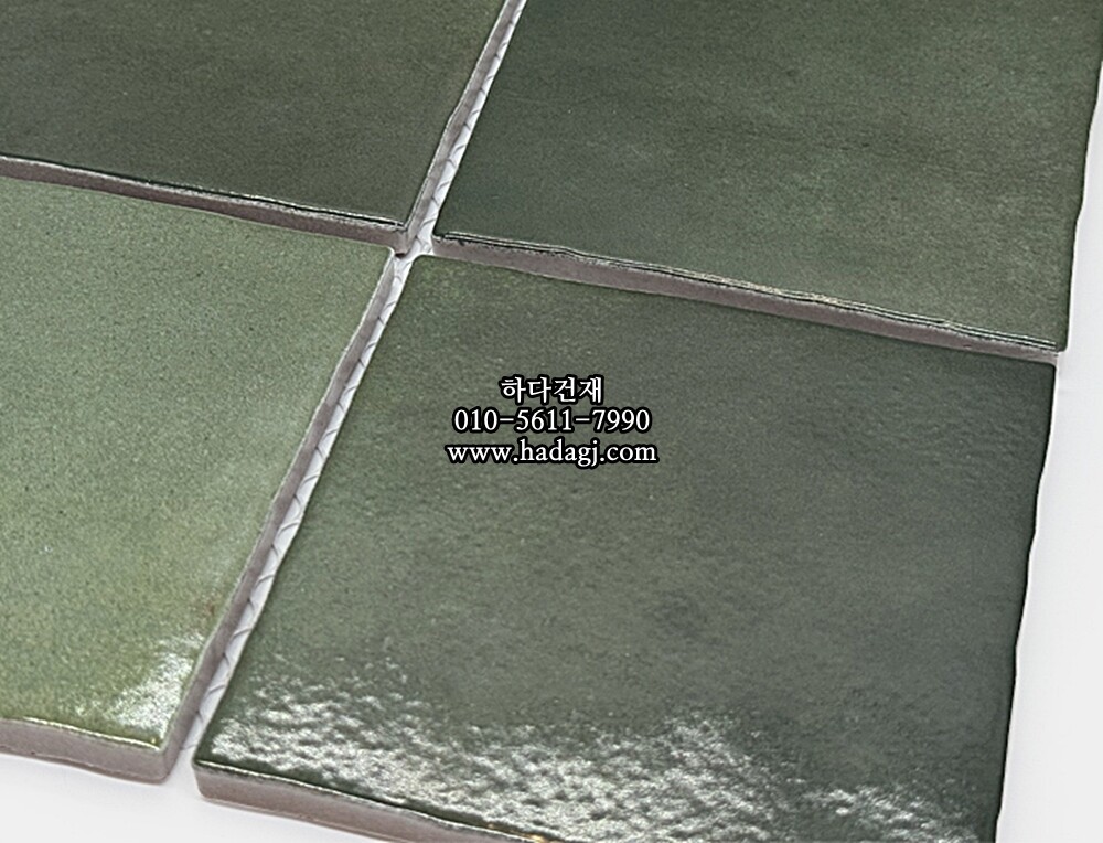 정사각 모자이크타일 95x95x8T 젤라또 말차 유광 자기질타일 / 하다건재