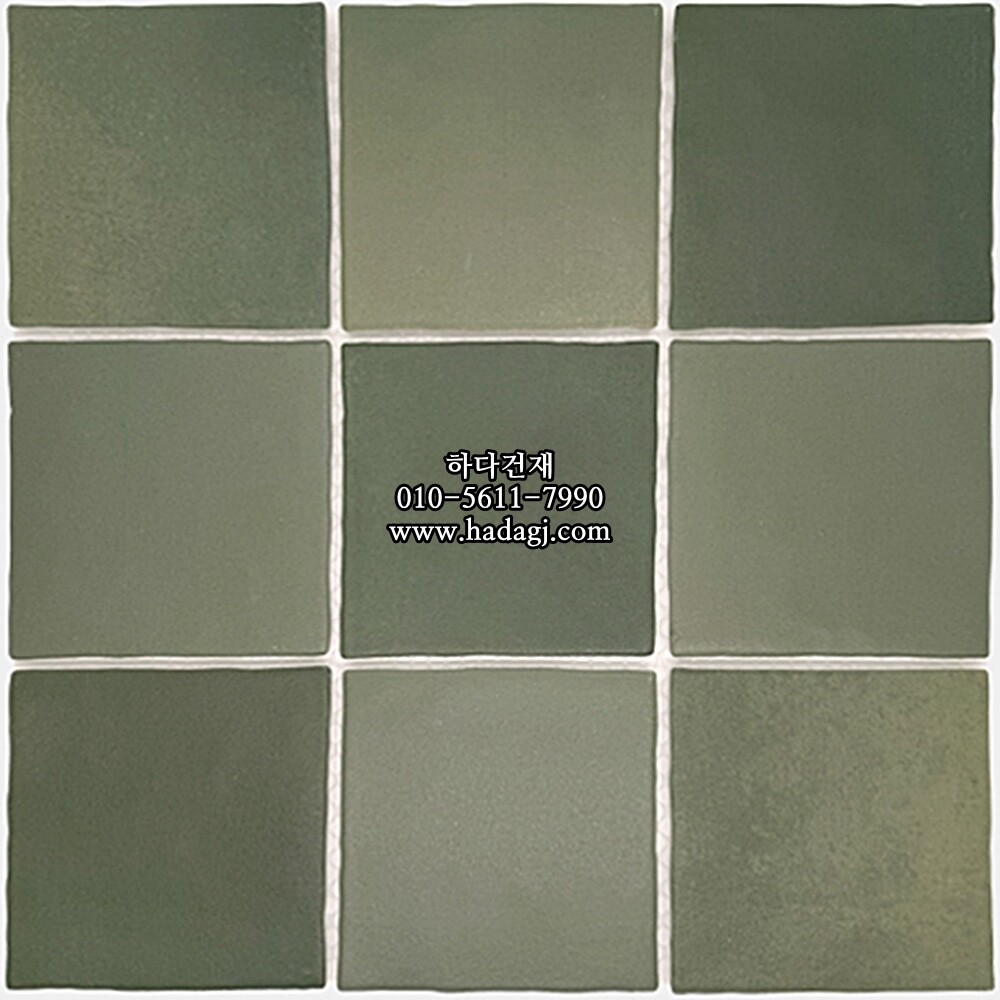 정사각 모자이크타일 95x95x8T 젤라또 말차 무광 자기질타일 / 하다건재