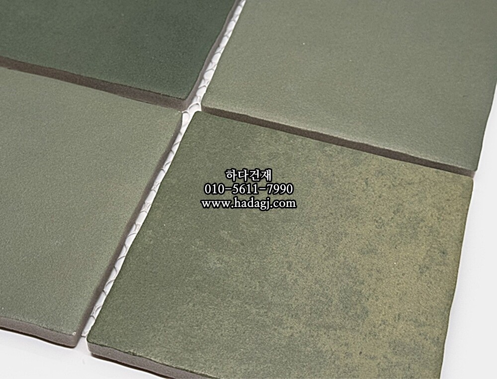 정사각 모자이크타일 95x95x8T 젤라또 말차 무광 자기질타일 / 하다건재