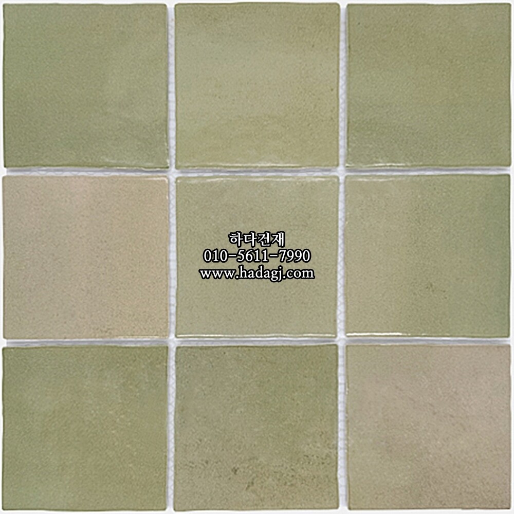 정사각 모자이크타일 95x95x8T 젤라또 피스타치오 유광 자기질타일 / 하다건재