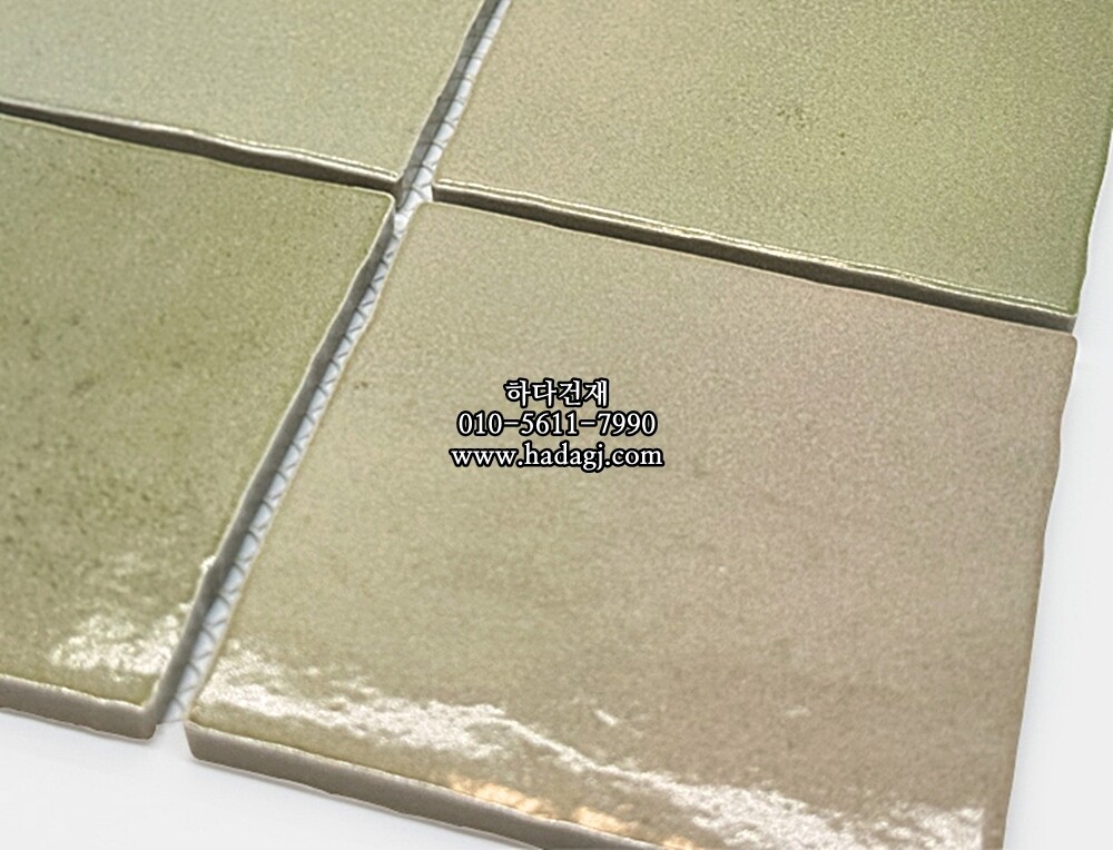 정사각 모자이크타일 95x95x8T 젤라또 피스타치오 유광 자기질타일 / 하다건재