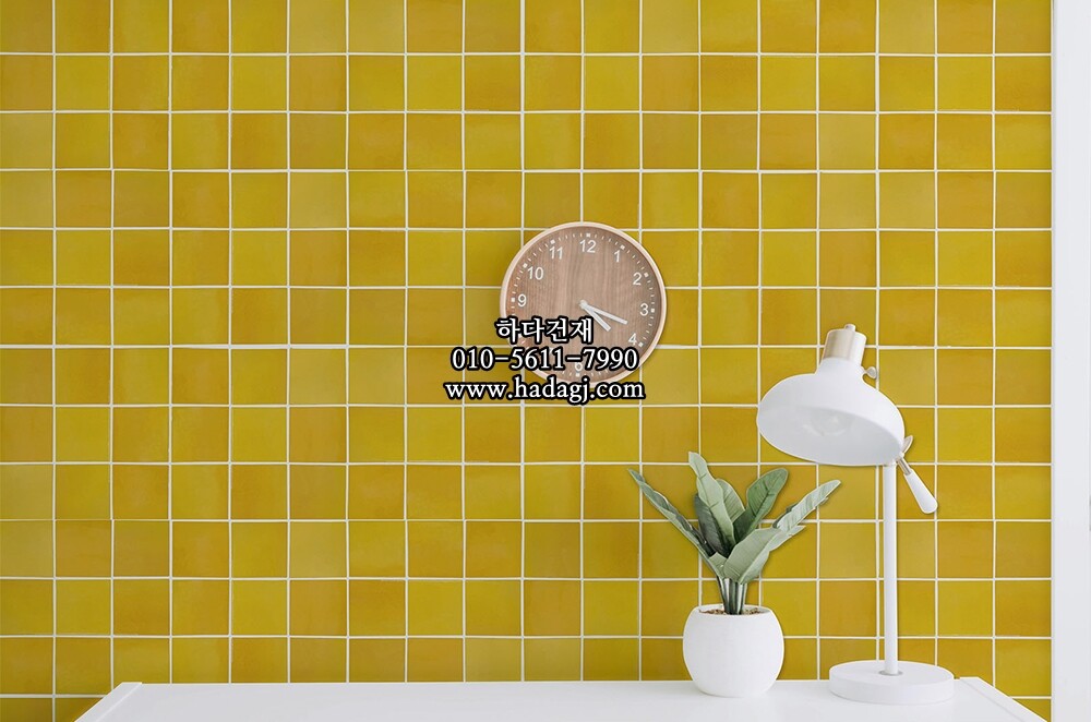 정사각 모자이크타일 95x95x8T 젤라또 망고 유광 자기질타일 / 하다건재