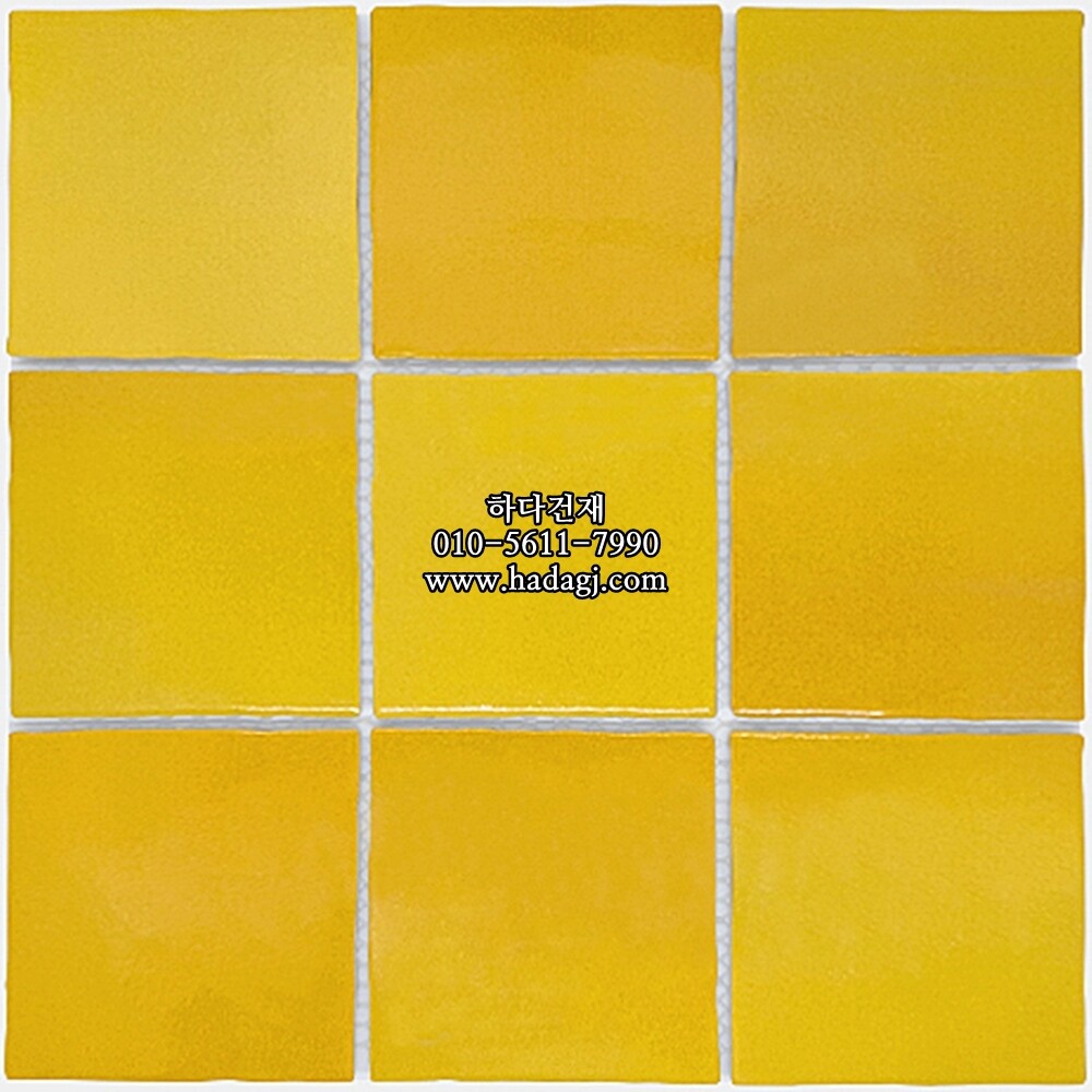 정사각 모자이크타일 95x95x8T 젤라또 망고 유광 자기질타일 / 하다건재