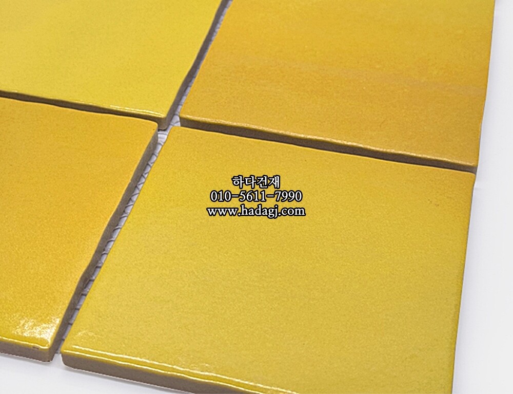 정사각 모자이크타일 95x95x8T 젤라또 망고 유광 자기질타일 / 하다건재