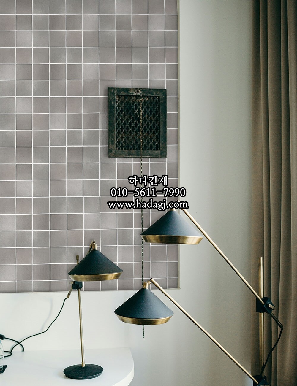 정사각 모자이크타일 95x95x8T 젤라또 흑임자 무광 자기질타일 / 하다건재