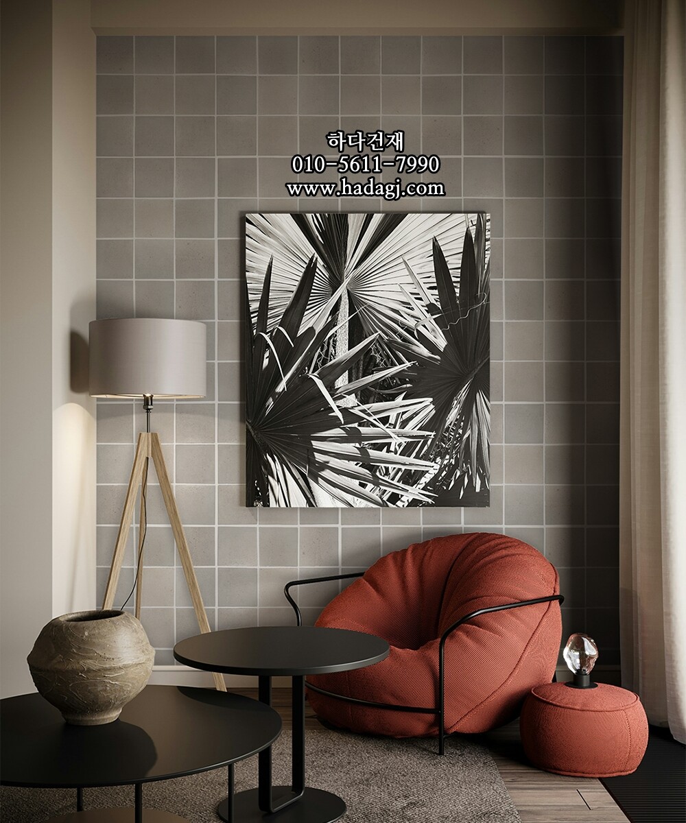 정사각 모자이크타일 95x95x8T 젤라또 얼그레이 무광 자기질타일 / 하다건재