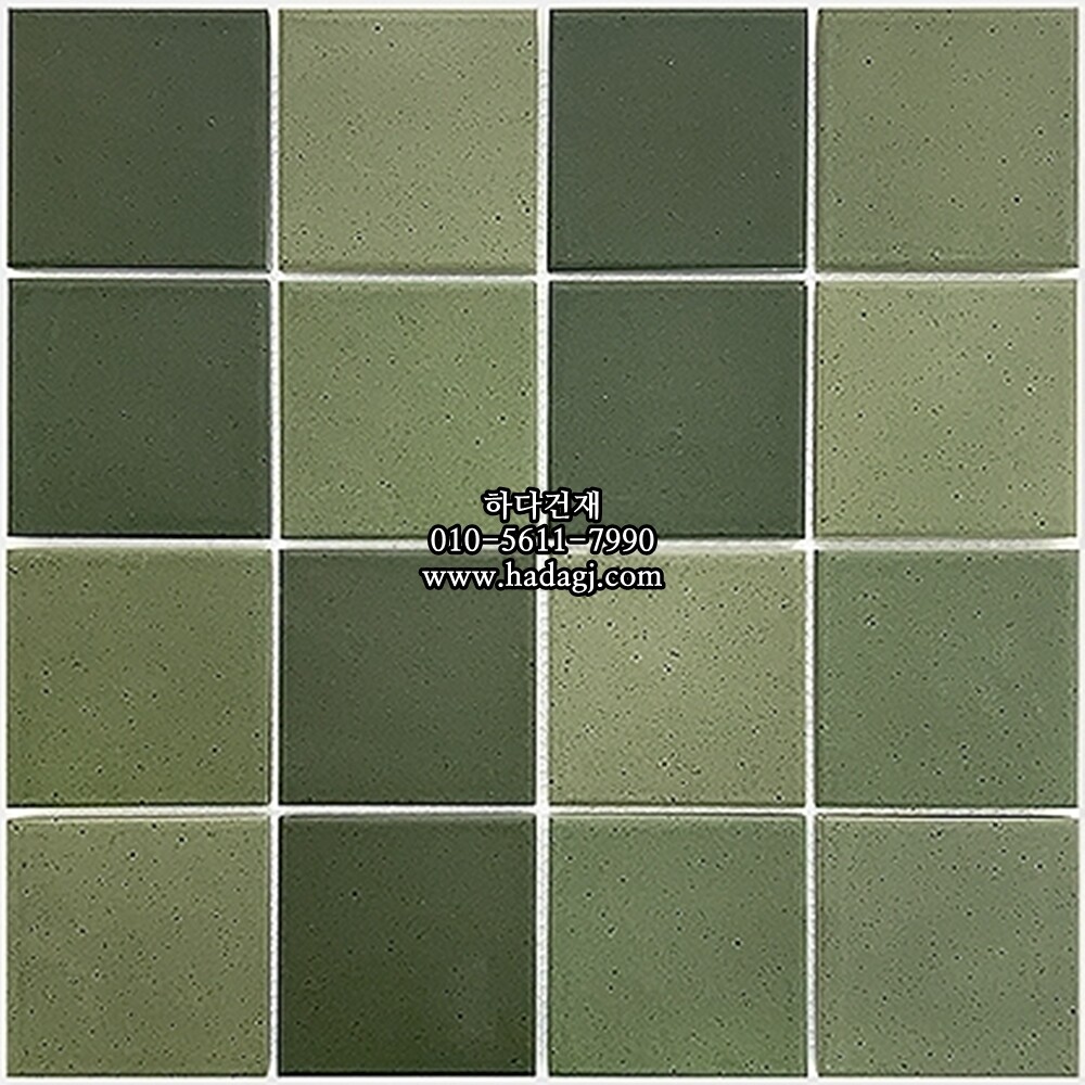정사각 모자이크타일 73x73x7T 피스타치오 그린 무광 자기질타일 / 하다건재