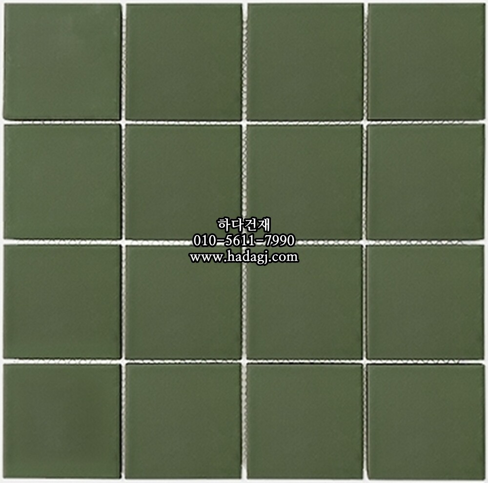 정사각 모자이크타일 73x73x7T 그린티 그린 무광 자기질타일 / 하다건재