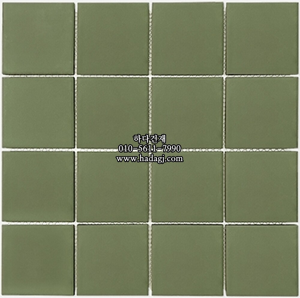 정사각 모자이크타일 73x73x7T 멜론 그린 무광 자기질타일 / 하다건재