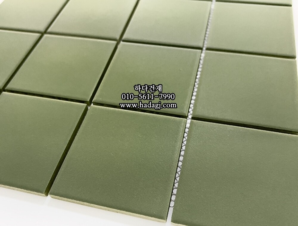 정사각 모자이크타일 73x73x7T 멜론 그린 무광 자기질타일 / 하다건재