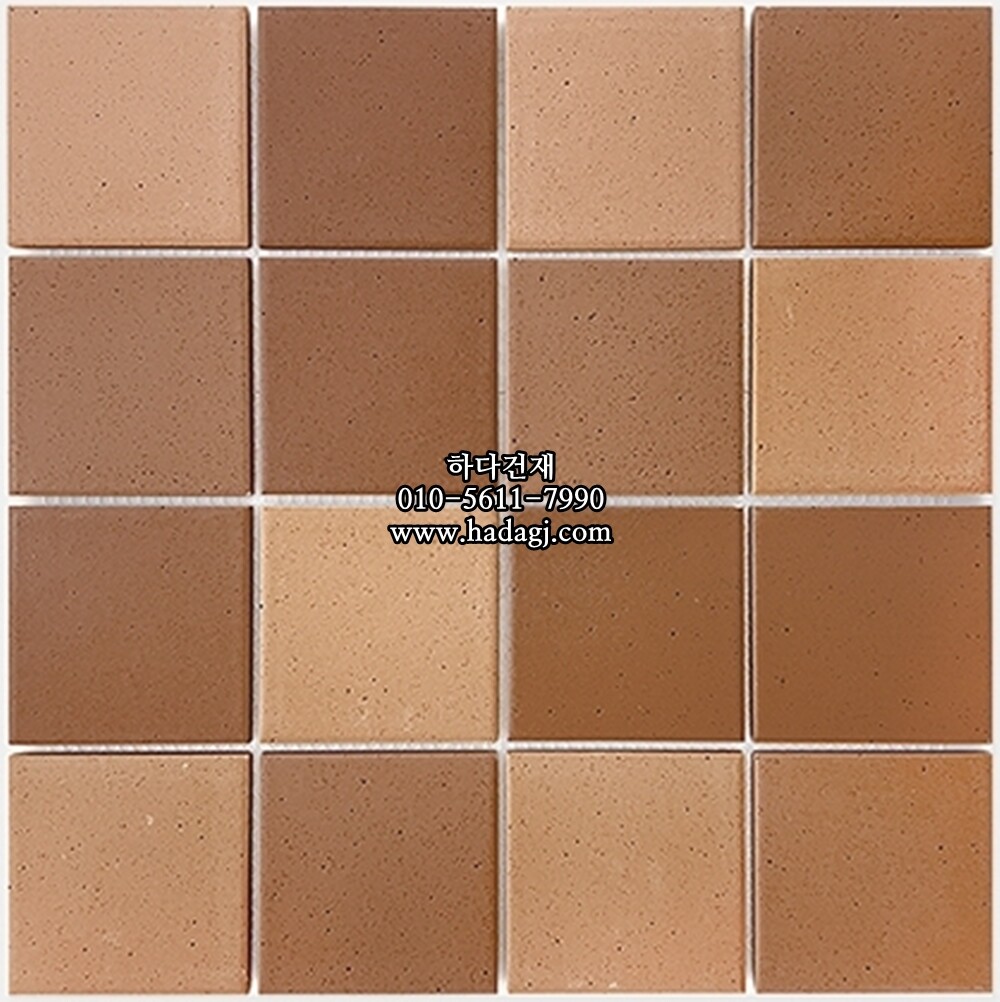 정사각 모자이크타일 73x73x7T 커피 브라운 무광 자기질타일 / 하다건재