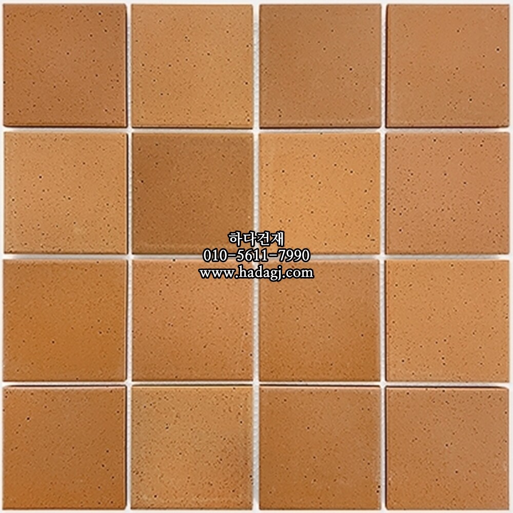정사각 모자이크타일 73x73x7T 카라멜 브라운 무광 자기질타일 / 하다건재