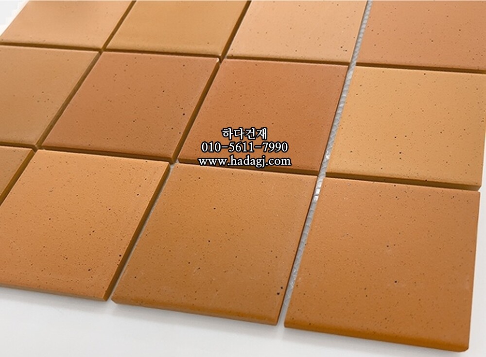 정사각 모자이크타일 73x73x7T 카라멜 브라운 무광 자기질타일 / 하다건재