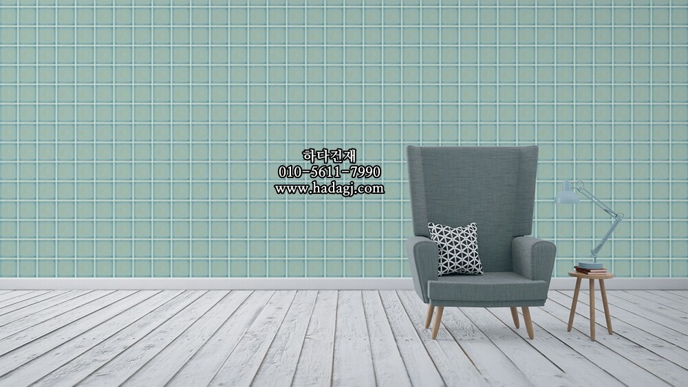 정사각 모자이크타일 73x73x7T 소다 블루 유광 자기질타일 / 하다건재